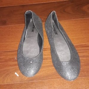 Grey glitter flats